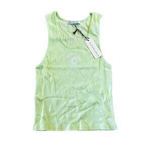 NWT Daydreamer LA Women's Ribbed Tank Top Acid Yellow Size Medium